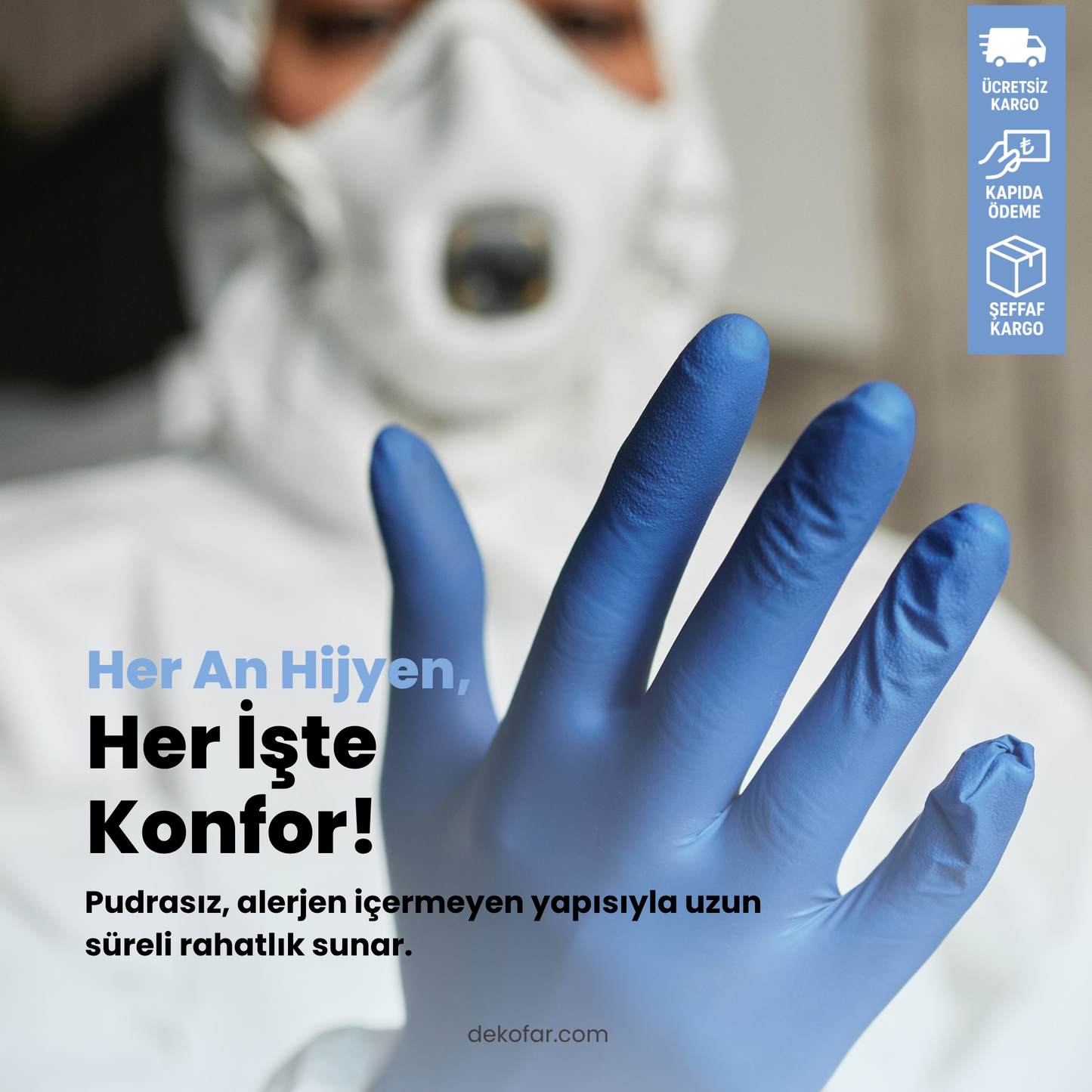 Corefood Tek Kullanımlık Eldiven - Pudrasız, Latekssiz,( 5x100 Adet = 500 Adet )