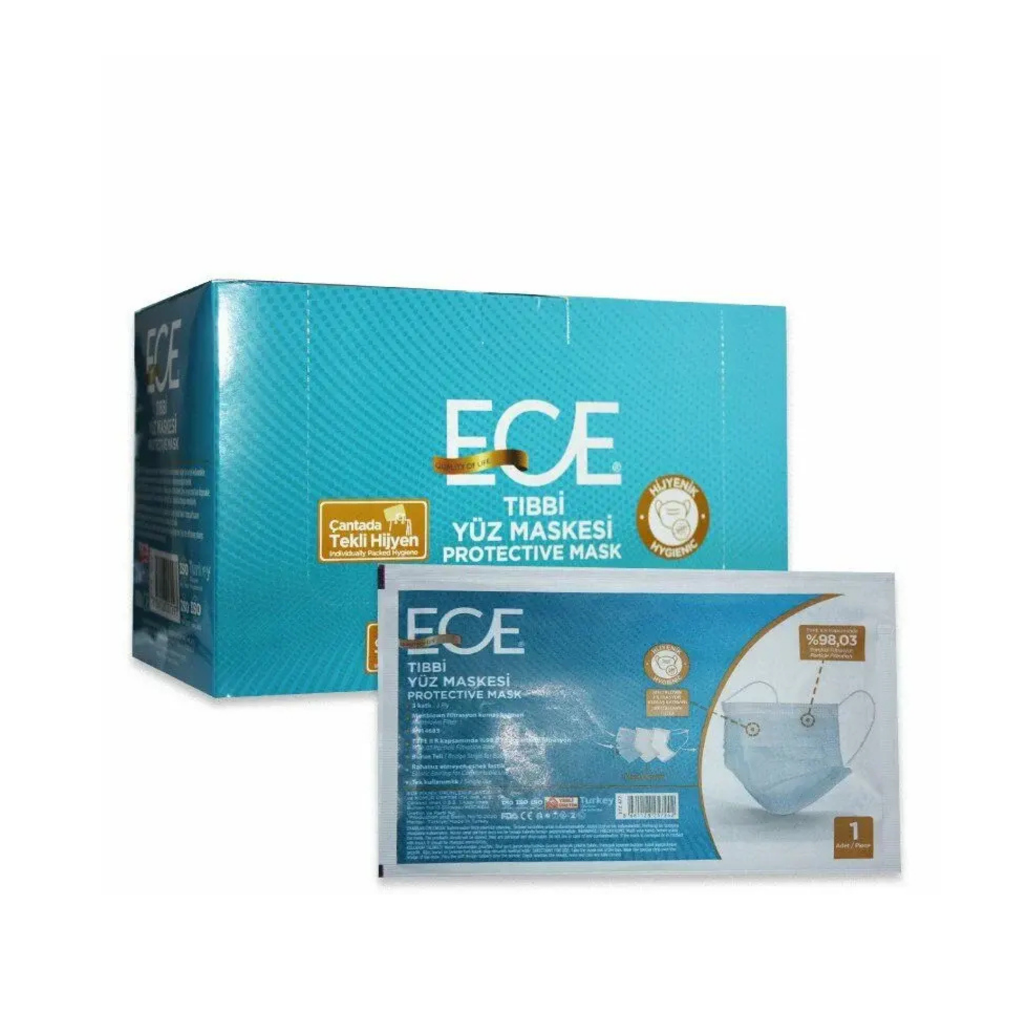 ECE 3 Katlı Tekli Paketlenmiş Steril Cerrahi Maske – 50’li