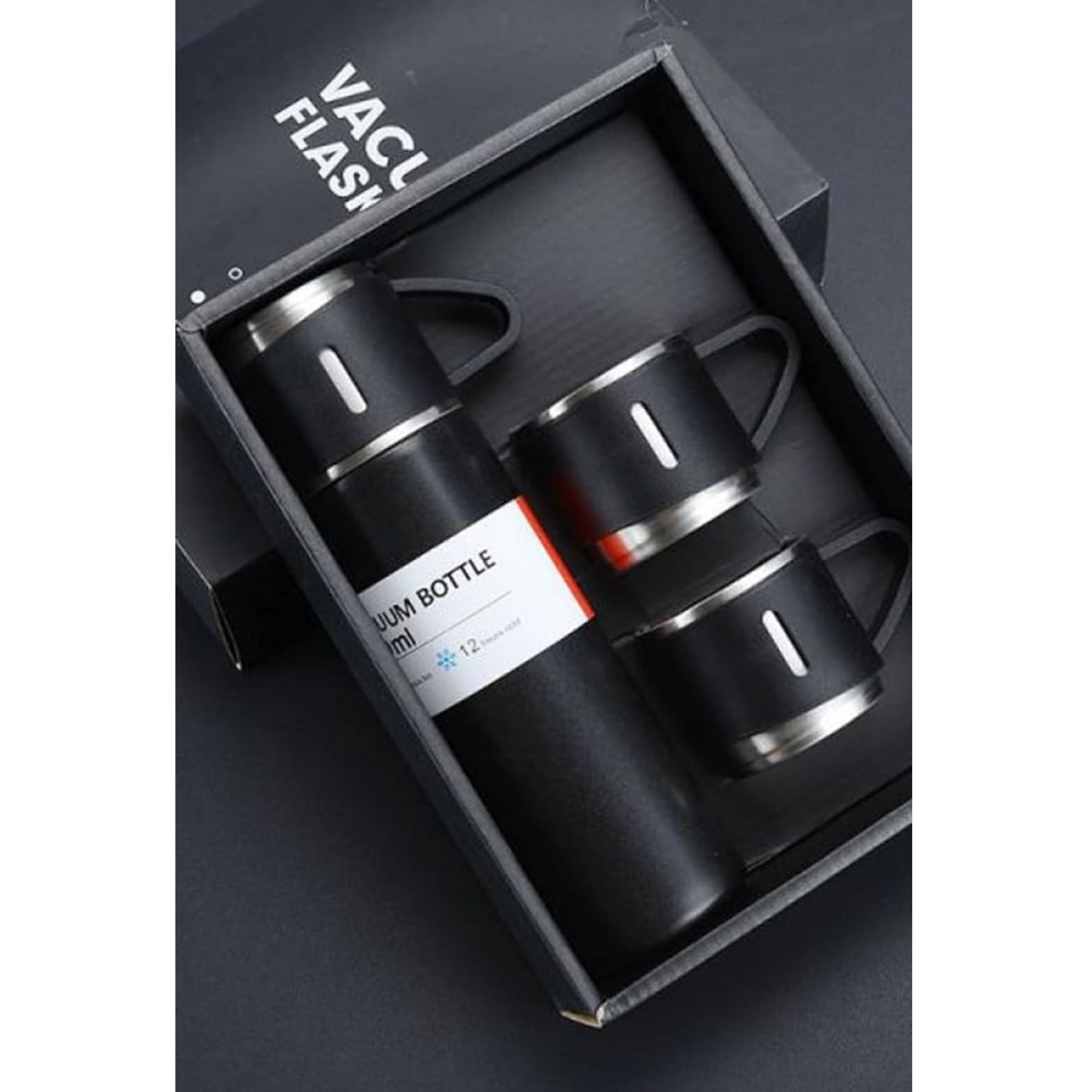 12 Saat Sıcak & Soğuk Tutma Garantili – 500 ml 304 Paslanmaz Çelik Termos Seti (3 Bardaklı)