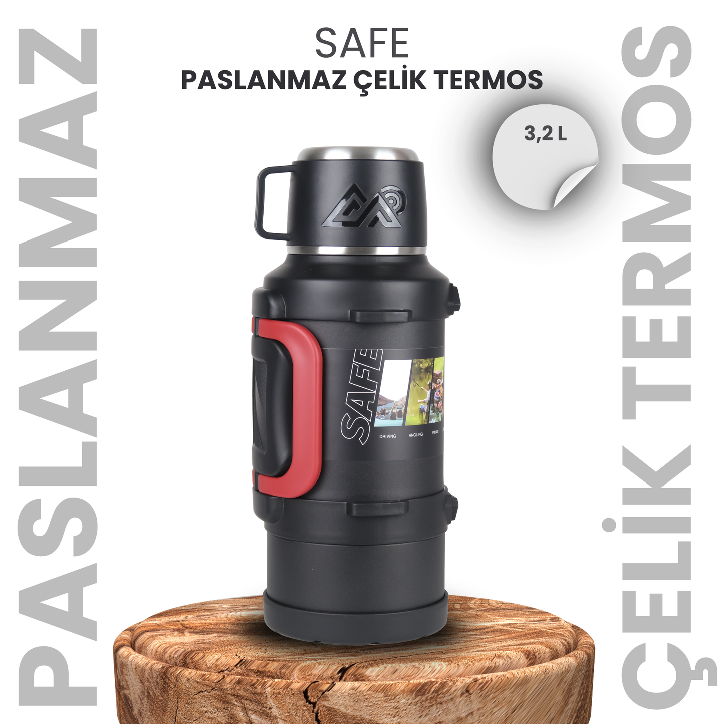 316 Kalite Çelik 3.2 Litre Dev Termos – 24 Saat Sıcak, 48 Saat Soğuk Koruma!