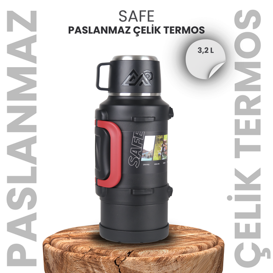316 Kalite Çelik 3.2 Litre Dev Termos – 24 Saat Sıcak, 48 Saat Soğuk Koruma!
