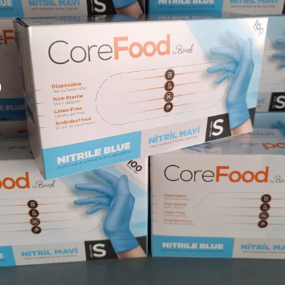 Corefood Tek Kullanımlık Eldiven - Pudrasız, Latekssiz,( 5x100 Adet = 500 Adet )