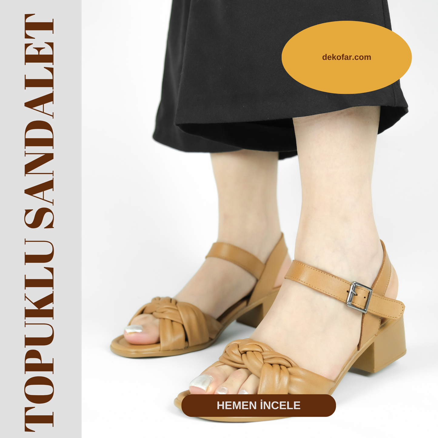 %100 Deri Yumuşak Tabanlı Dikişli Sandalet