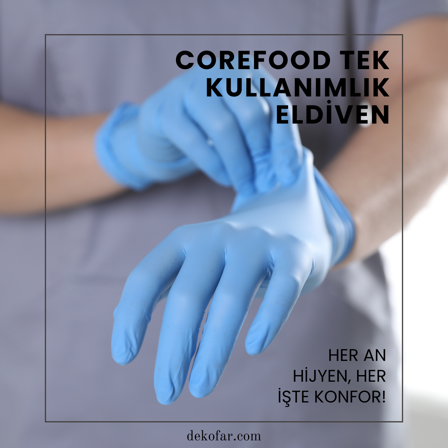 Corefood Tek Kullanımlık Eldiven - Pudrasız, Latekssiz,( 5x100 Adet = 500 Adet )