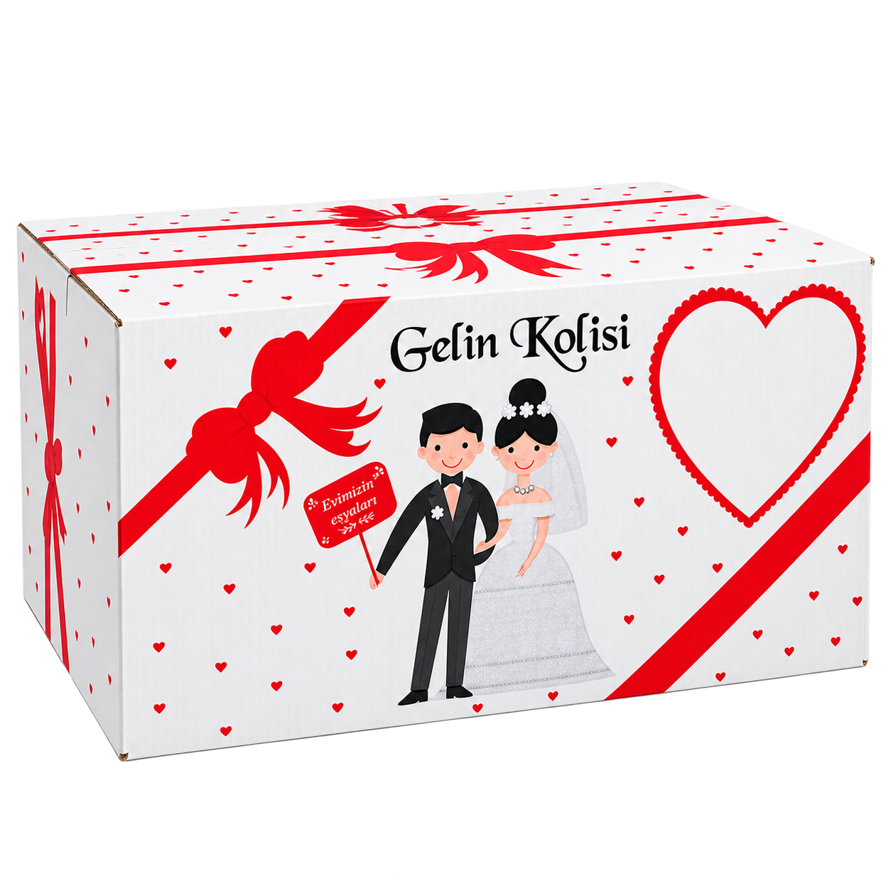 ÖZEL BASKILI GELİN KOLİSİ – 60x38x30 CM | DAYANIKLI VE ESTETİK TASARIM