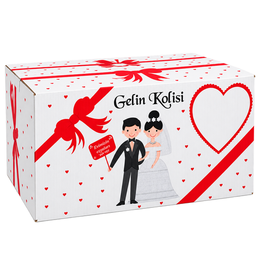 ÖZEL BASKILI GELİN KOLİSİ – 60x38x30 CM | DAYANIKLI VE ESTETİK TASARIM