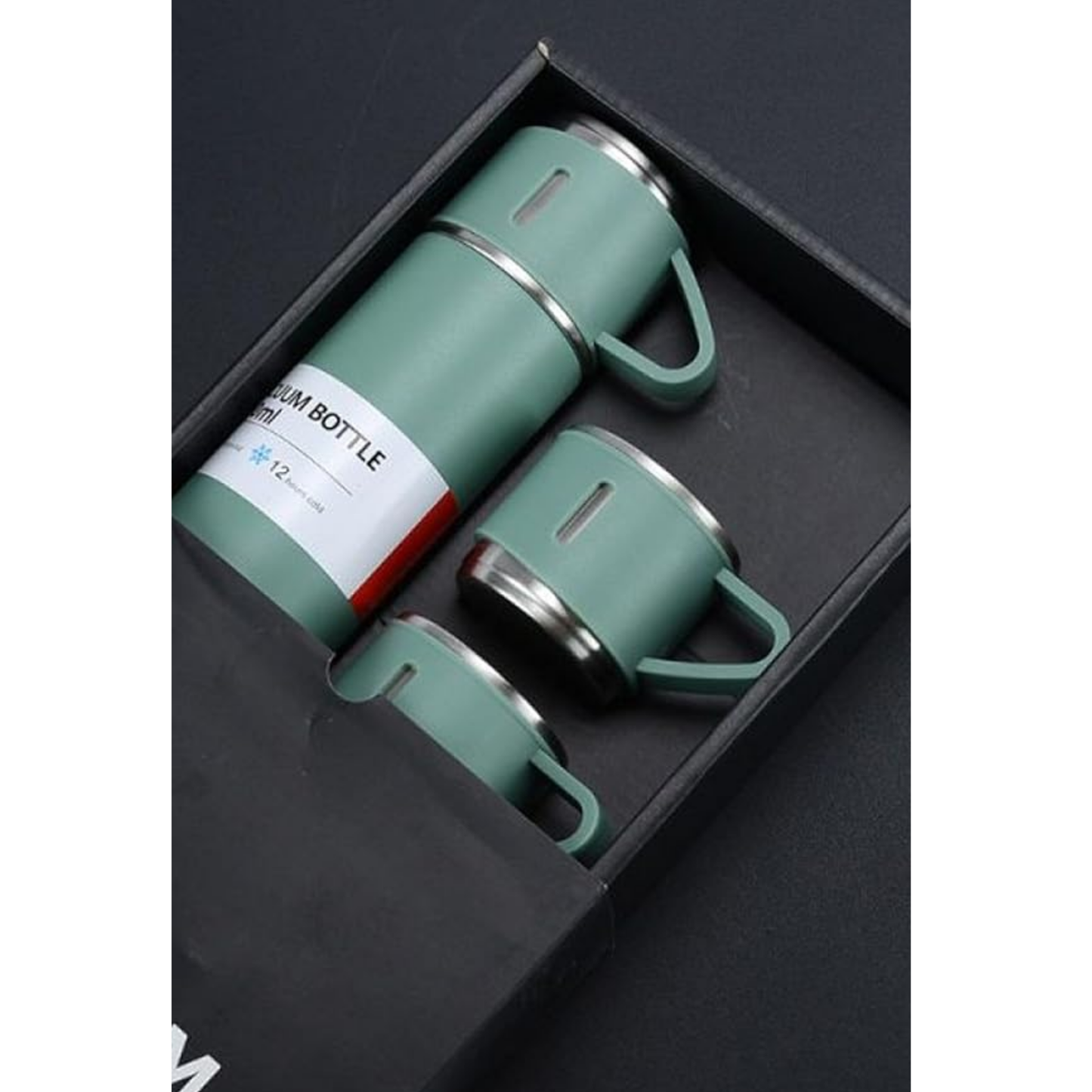 12 Saat Sıcak & Soğuk Tutma Garantili – 500 ml 304 Paslanmaz Çelik Termos Seti (3 Bardaklı)