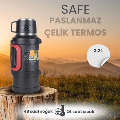 316 Kalite Çelik 3.2 Litre Dev Termos – 24 Saat Sıcak, 48 Saat Soğuk Koruma!