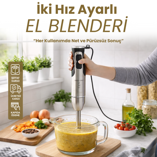 2 Hız Ayarlı El Blenderi – 500W Güçlü Motor