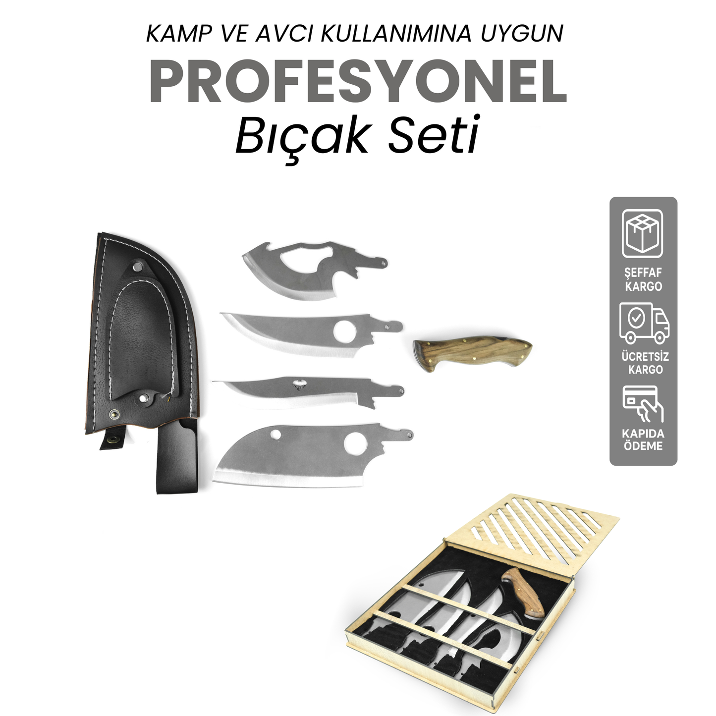 Kamp ve Avcı Kullanımına Uygun 6 parça Profesyonel Bıçak Seti