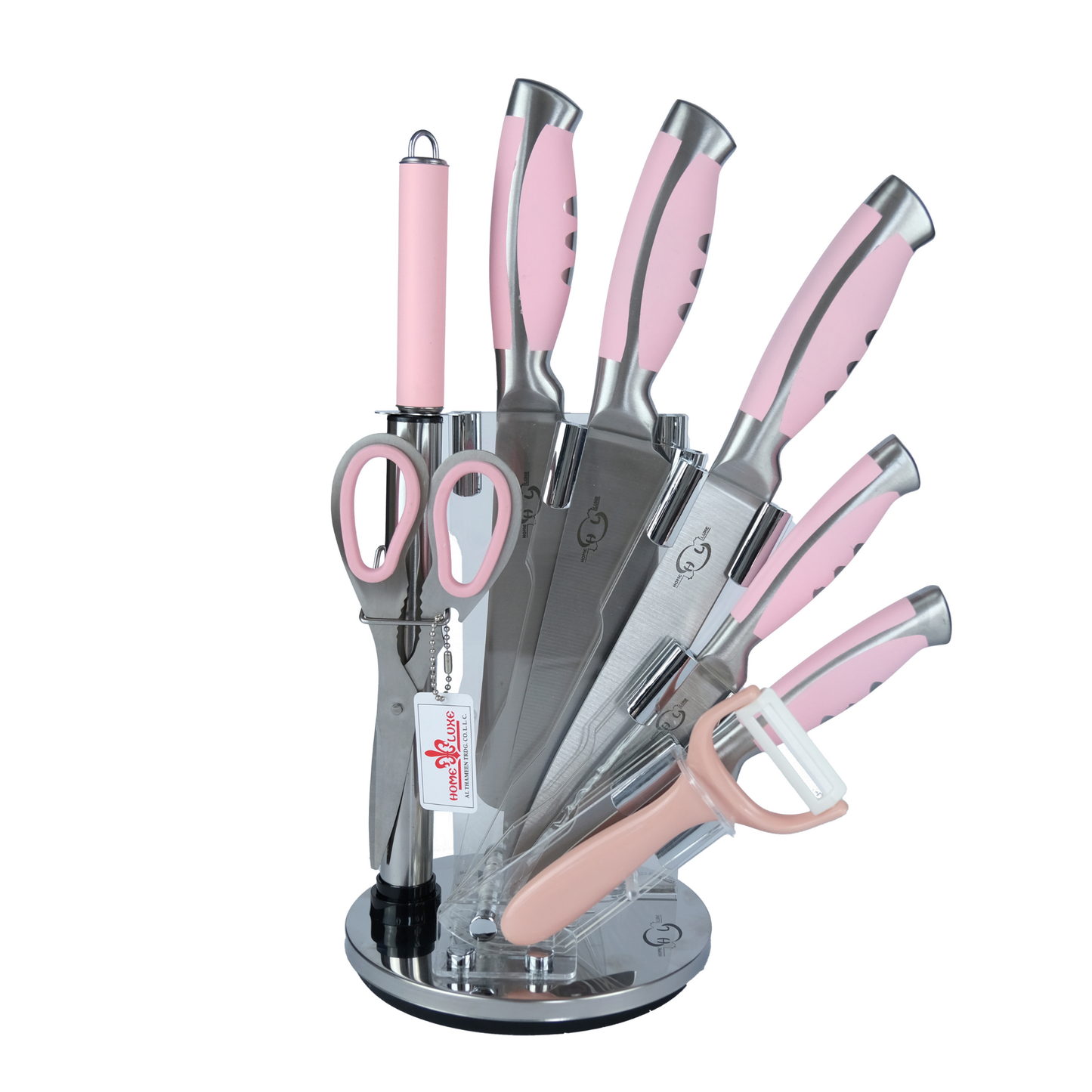 Profesyonel 9 Parça Bıçak Seti – 360° Dönen Stant ile beraber Üstün Keskinlik ve Şık Tasarım Bir Arada