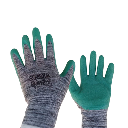 36 Çift Kaliteli Polyester Örme Lateks Eldiven – Kaymaz, Pütürlü, Kesilmeye Dayanıklı İş Eldiveni (10 Numara)