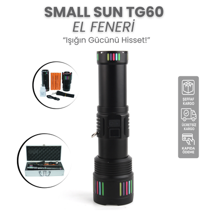 Small Sun TG60 Güçlü LED El Feneri – 1000M Uzun Menzil, 5 Işık Modu