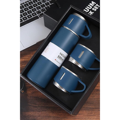 12 Saat Sıcak & Soğuk Tutma Garantili – 500 ml 304 Paslanmaz Çelik Termos Seti (3 Bardaklı)