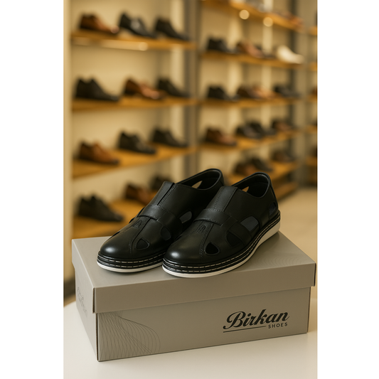 BİRKAN SHOES SAF DERİ ERKEK SANDALET – TERLETMEZ TASARIM, ORTOPEDİK TABAN, YAZLIK KONFOR VE ŞIKLIK