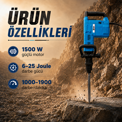 CATPOWER 7911 Profesyonel 1500W Elektrikli Kırıcı – Güçlü Motor, Yüksek Darbe Performansı ve Profesyonel Kullanım – Beton ve Duvar İşleri İçin Güçlü Kırıcı