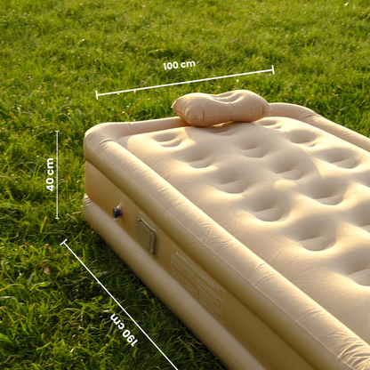 Otomatik Pompalı Su Geçirmez, Şarjlı Tek Kişilik Şişme Yatak [ 190×100×40 cm]