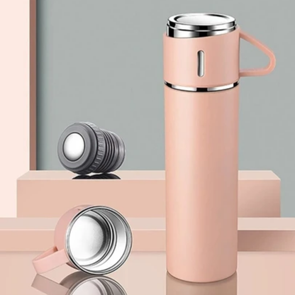 12 Saat Sıcak & Soğuk Tutma Garantili – 500 ml 304 Paslanmaz Çelik Termos Seti (3 Bardaklı)