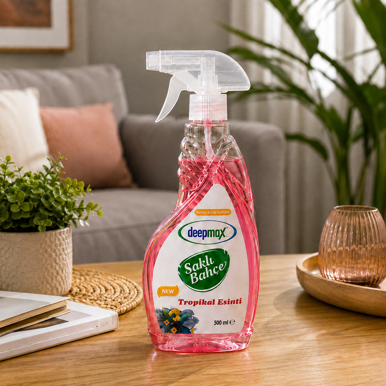 Deepmax Saklı Bahçe Oda ve Kumaş Parfümü 500 ML – Tropikal Esinti ve Lavanta Bahçesi Seçenekleriyle – Kalıcı Ferahlık ve Hoş Koku – Ev, Ofis, Perde ve Tekstil Kullanımına Uygun