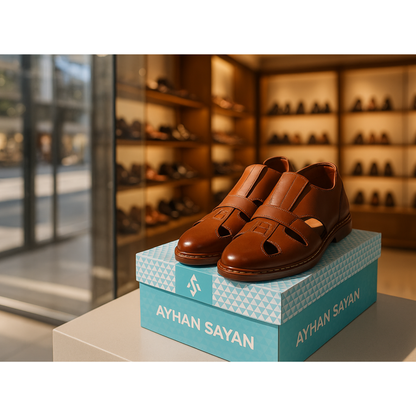 AYHAN SAYAN SAF DERİ ERKEK SANDALET – TERLETMEZ TASARIM, ORTOPEDİK TABAN, YAZLIK KONFOR VE ŞIKLIK