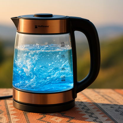 Hofmans 3 Litre Premium Rose Renk LED Işıklı Cam Kettle Seti (2.2 L + 0.8 L) | 2 Yıl İthalatçı Firma Garantili