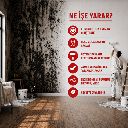Active İs Kapatan Boya – Lekeli ve İsli Yüzeyleri Tek Katta Kapatan Beyaz Mat Boya