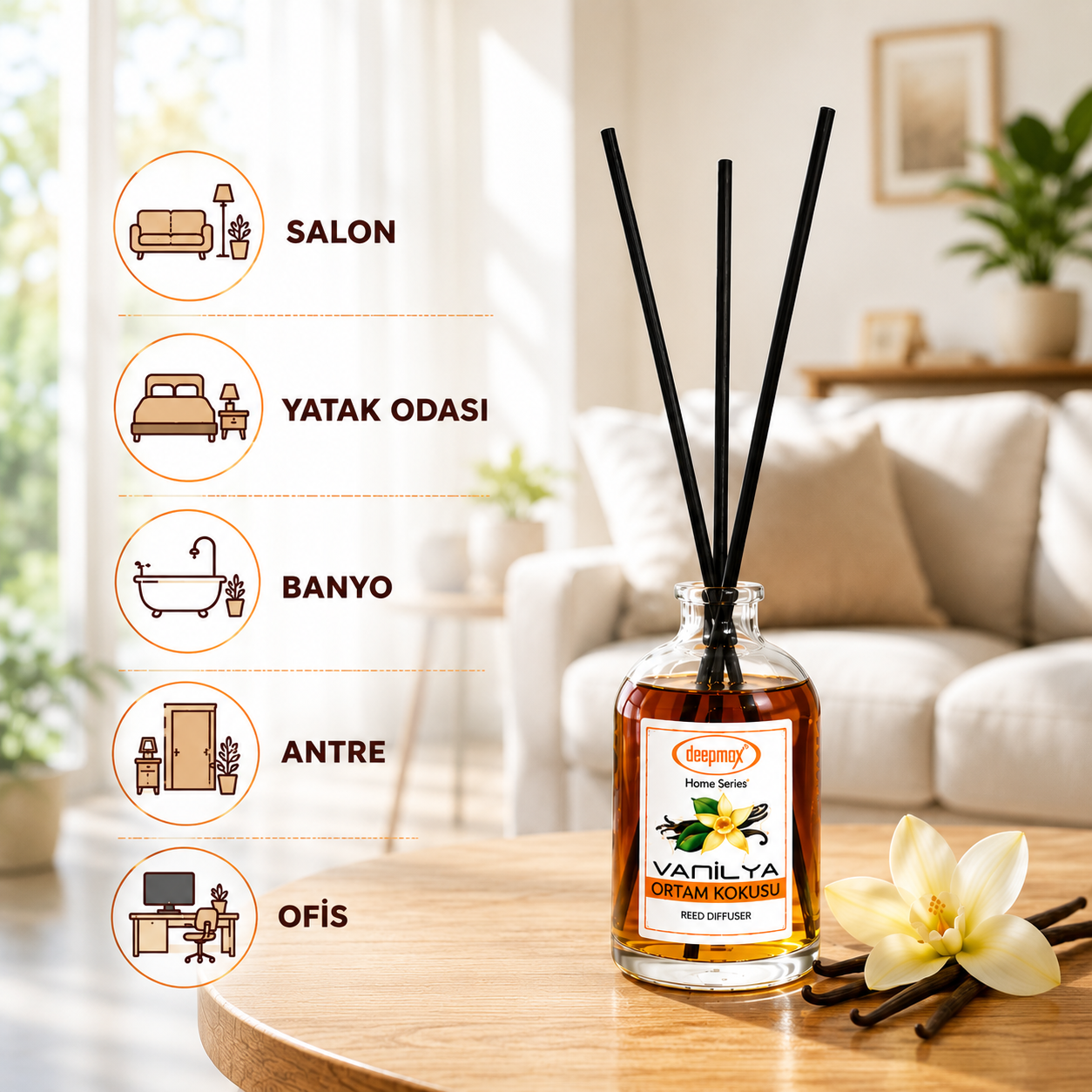 Deepmax Home Series Vanilya Bambu Çubuklu Ortam Kokusu - 100 ML