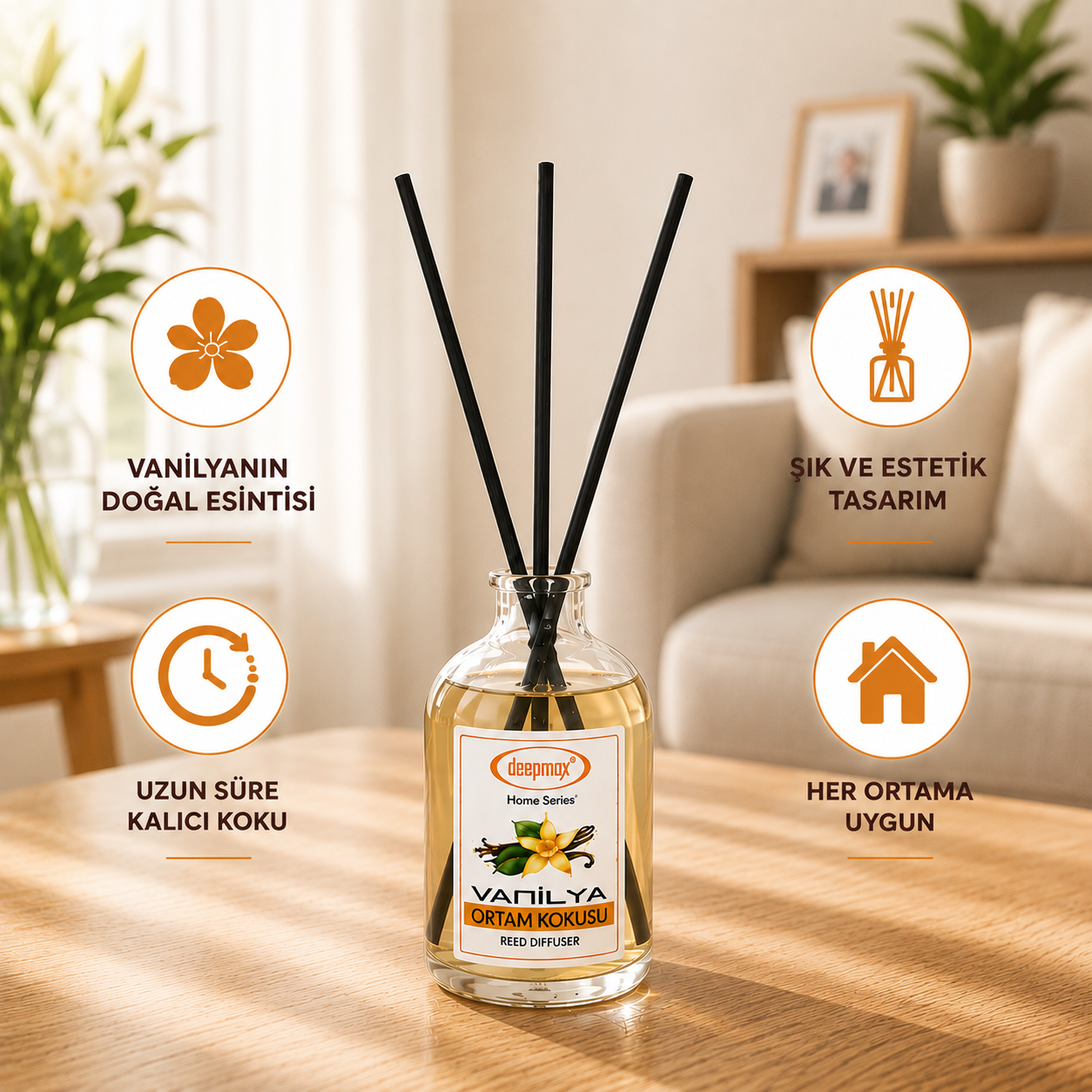 Deepmax Home Series Vanilya Bambu Çubuklu Ortam Kokusu - 100 ML