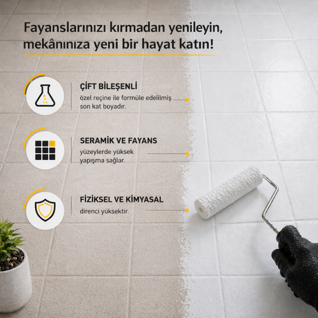 Beyaz Renk Çift Bileşenli Fayans Boyası ile Kırmadan Modern ve Dayanıklı Yenileme - Ny Trend