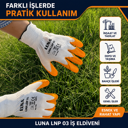 LUNA Profesyonel Turuncu Kaplamalı İş Eldiveni –  Toptan Paket
