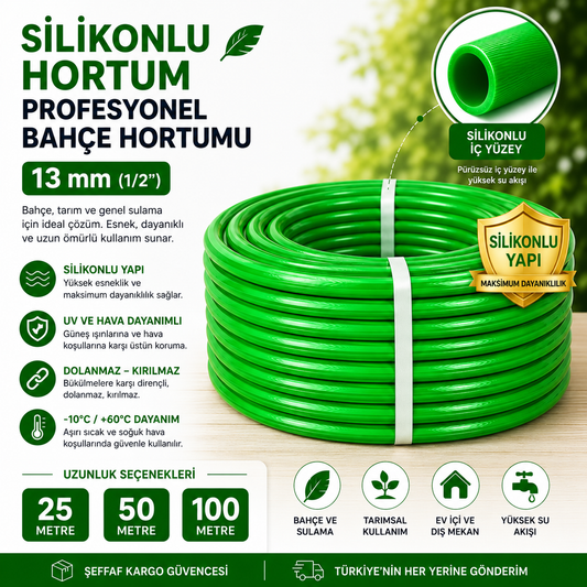 13 mm Silikonlu  PVC Bahçe Hortumu – Profesyonel Sulama ve Su Hortumu