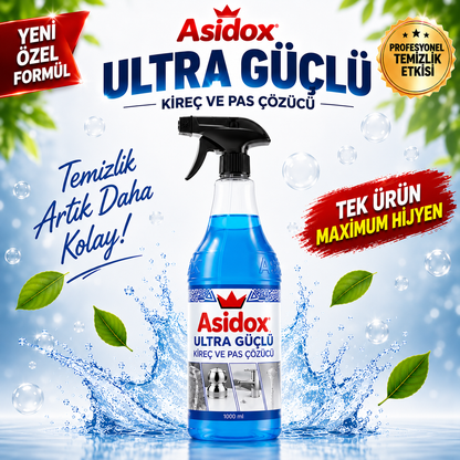 ASİDOX ULTRA GÜÇLÜ OVALAMA GEREKTİRMEYEN KİREÇ VE PAS ÇÖZÜCÜ-1000ml