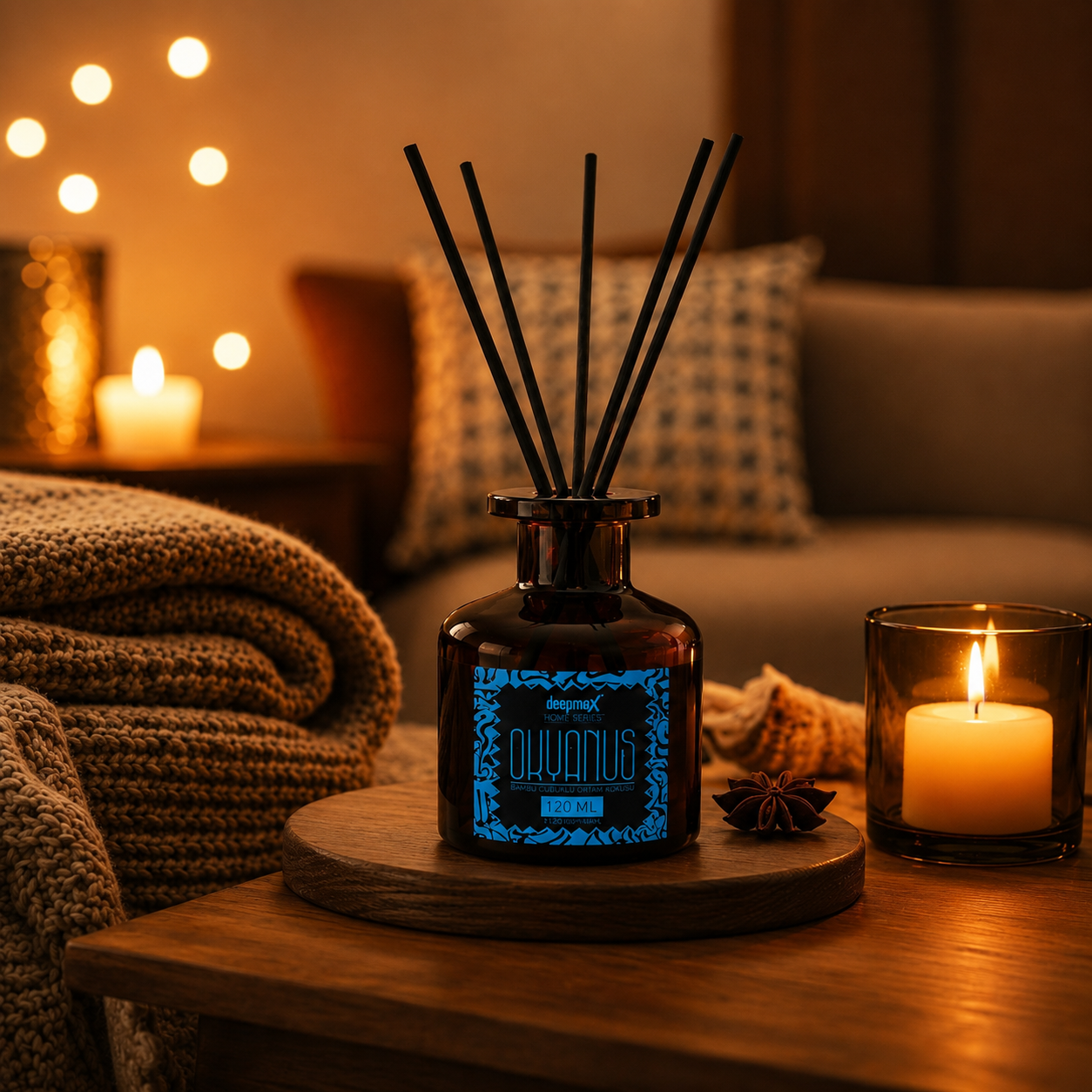 Deepmax Home Series Okyanus Bambu Çubuklu Ortam Kokusu 120 ML – Ferah ve Kalıcı Okyanus Esintisi – Bambu Çubuklu Reed Diffuser – Salon, Yatak Odası, Banyo, Ofis ve Yaşam Alanları İçin Dekoratif Ortam Kokusu