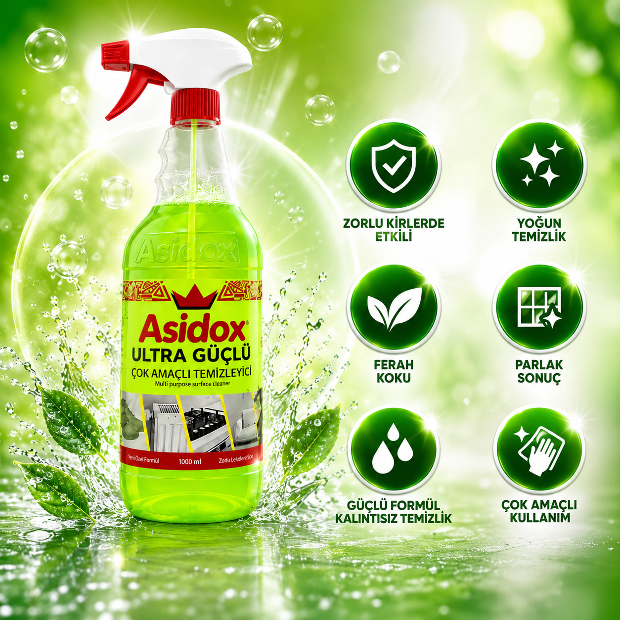 ASİDOX ULTRA GÜÇLÜ ÇOK AMAÇLI TEMİZLEYİCİSİ-1000 ml