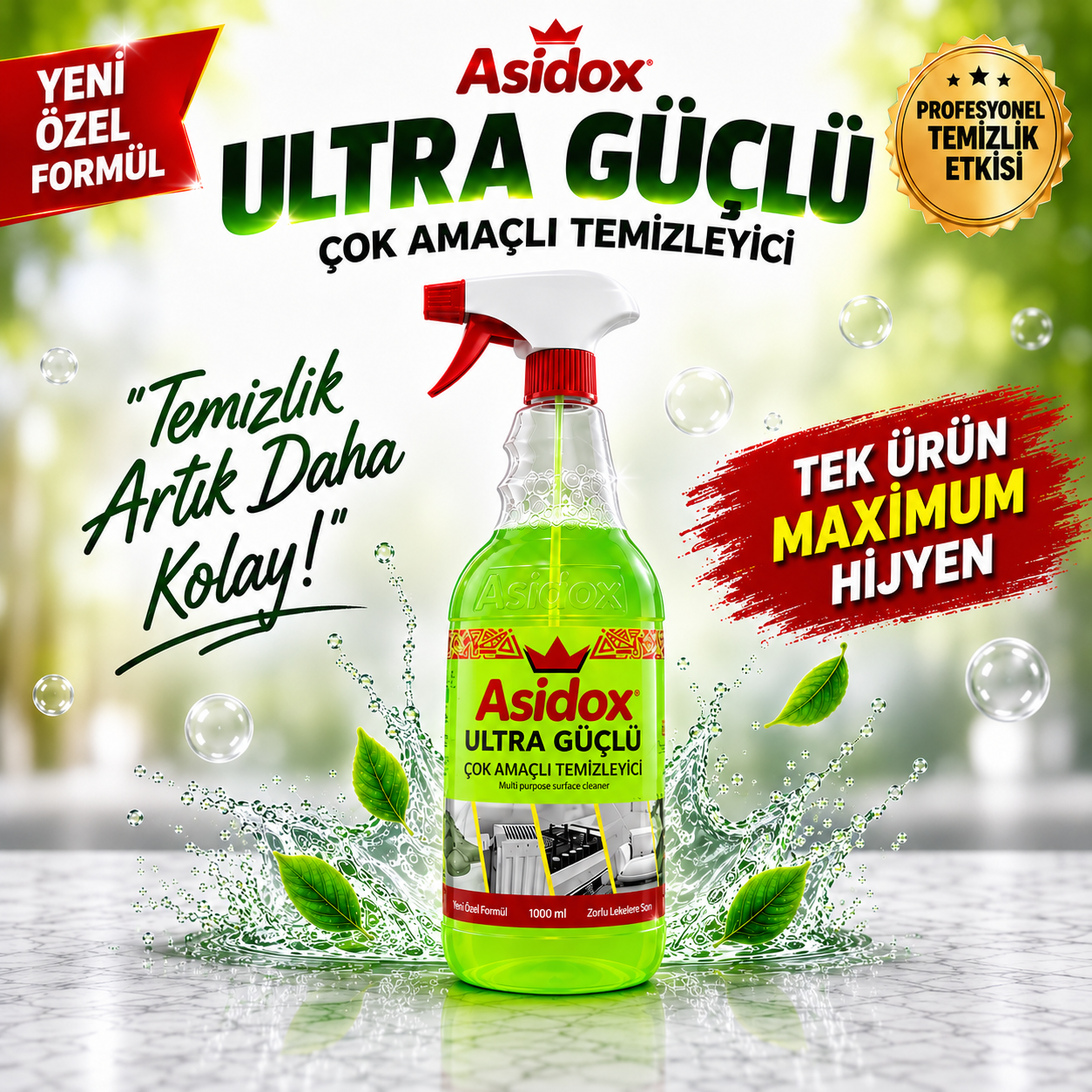 ASİDOX ULTRA GÜÇLÜ ÇOK AMAÇLI TEMİZLEYİCİSİ-1000 ml