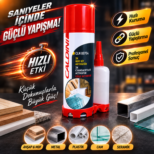 2K MDF Kit Hızlı Yapıştırıcı Seti – Aktivatör Sprey + Siyanoakrilat Güçlü Yapıştırıcı – Saniyeler İçinde Hızlı Kuruma ve Güçlü Tutunma – Ahşap, MDF, Metal, Plastik, Cam ve Seramik İçin Profesyonel Yapıştırma Çözümü