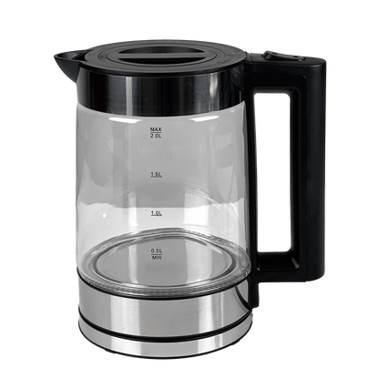 Cam Tasarımlı LED Işıklı Kettle Seti | 1500W Güç – 2L Alt + 0.8L Üst