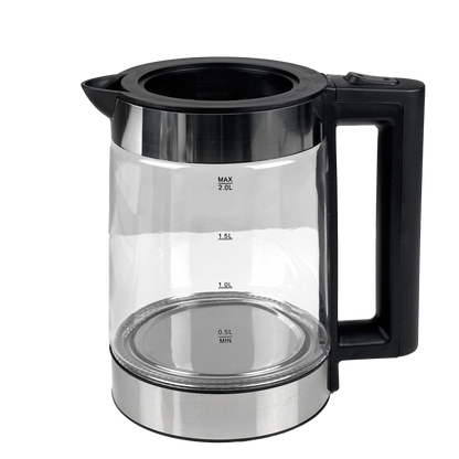 Cam Tasarımlı LED Işıklı Kettle Seti | 1500W Güç – 2L Alt + 0.8L Üst
