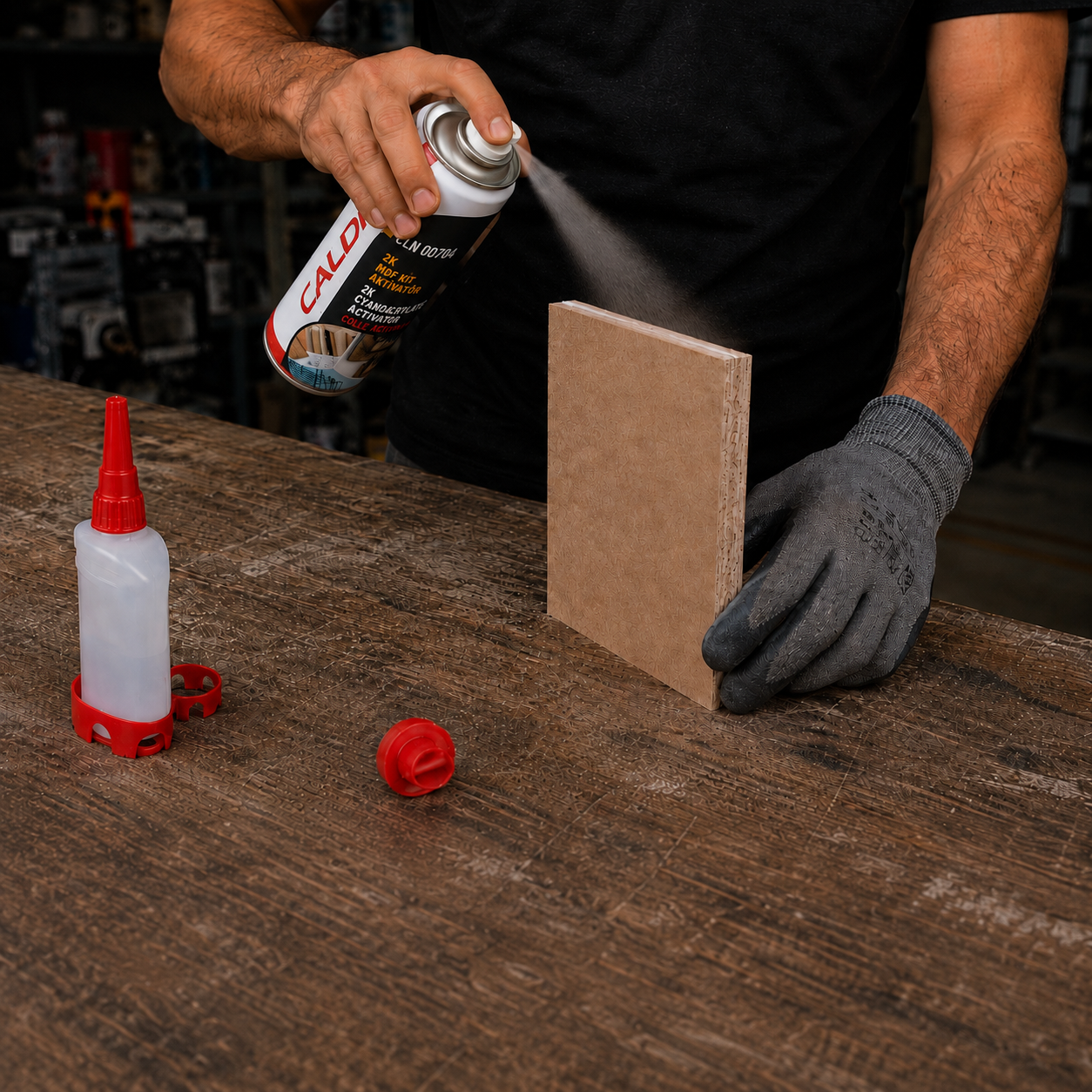 2K MDF Kit Hızlı Yapıştırıcı Seti – Aktivatör Sprey + Siyanoakrilat Güçlü Yapıştırıcı – Saniyeler İçinde Hızlı Kuruma ve Güçlü Tutunma – Ahşap, MDF, Metal, Plastik, Cam ve Seramik İçin Profesyonel Yapıştırma Çözümü