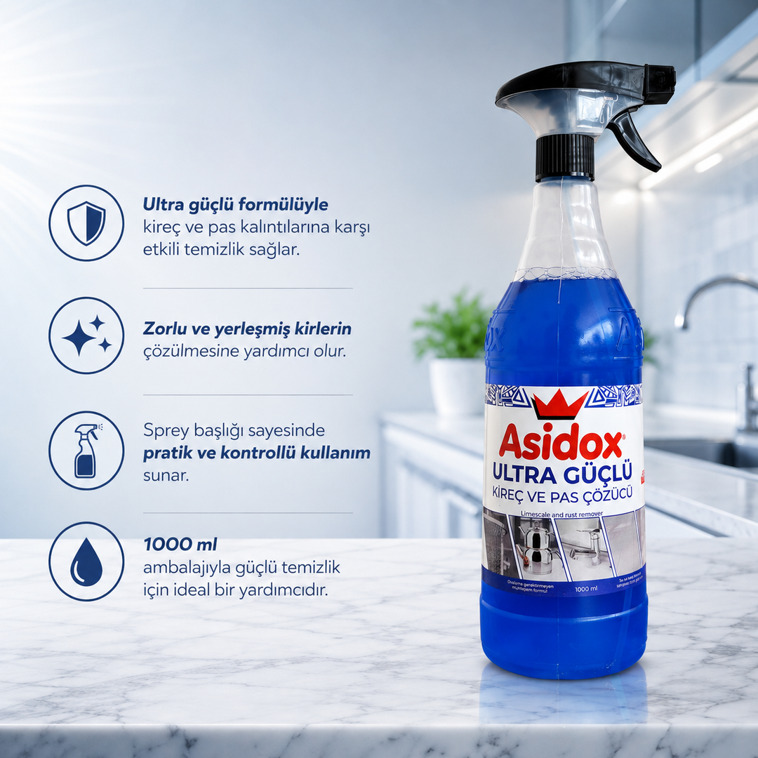 ASİDOX ULTRA GÜÇLÜ KİREÇ VE PAS ÇÖZÜCÜ-1000ml