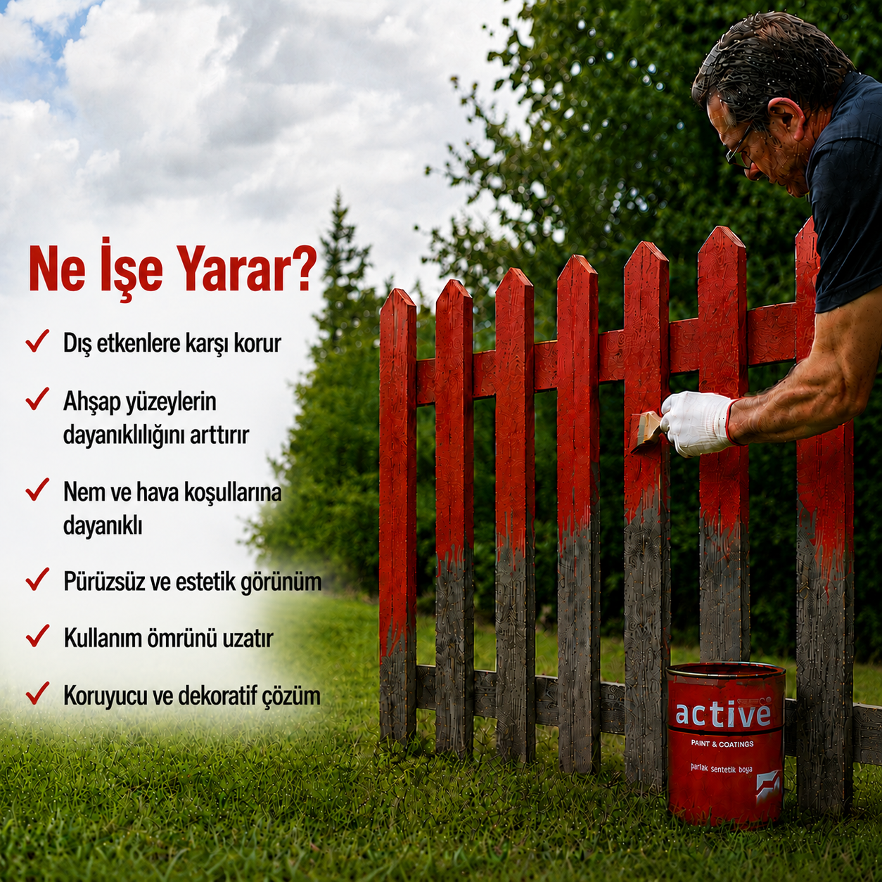 ÜST KALİTE KENDİNDEN ANTİPASLI PARLAK SENTETİK BOYA – METAL VE AHŞAP YÜZEYLERDE DAYANIKLI, PROFESYONEL FİNİSAJ