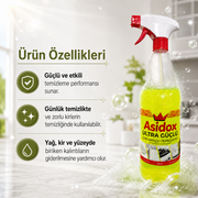 Asidox Ultra Güçlü  Çok Amaçlı Temizlik Spreyi 1000ML