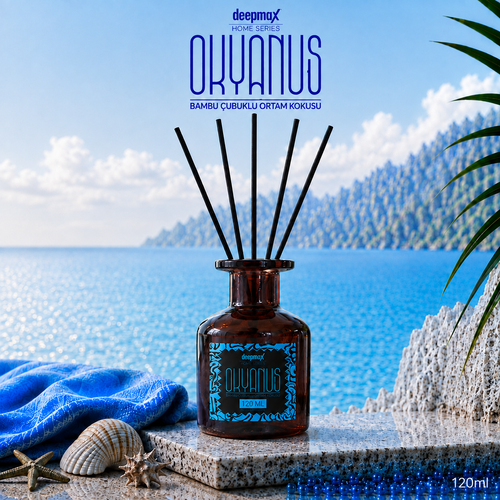 Deepmax Home Series Okyanus Bambu Çubuklu Ortam Kokusu 120 ML – Ferah ve Kalıcı Okyanus Esintisi – Bambu Çubuklu Reed Diffuser – Salon, Yatak Odası, Banyo, Ofis ve Yaşam Alanları İçin Dekoratif Ortam Kokusu