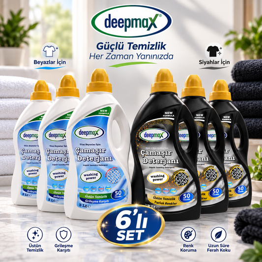 6’lı Çamaşır Deterjanı Seti – 3 Beyazlar İçin + 3 Siyahlar İçin