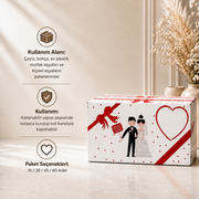 ÖZEL BASKILI GELİN KOLİSİ – 60x38x30 CM | DAYANIKLI VE ESTETİK TASARIM
