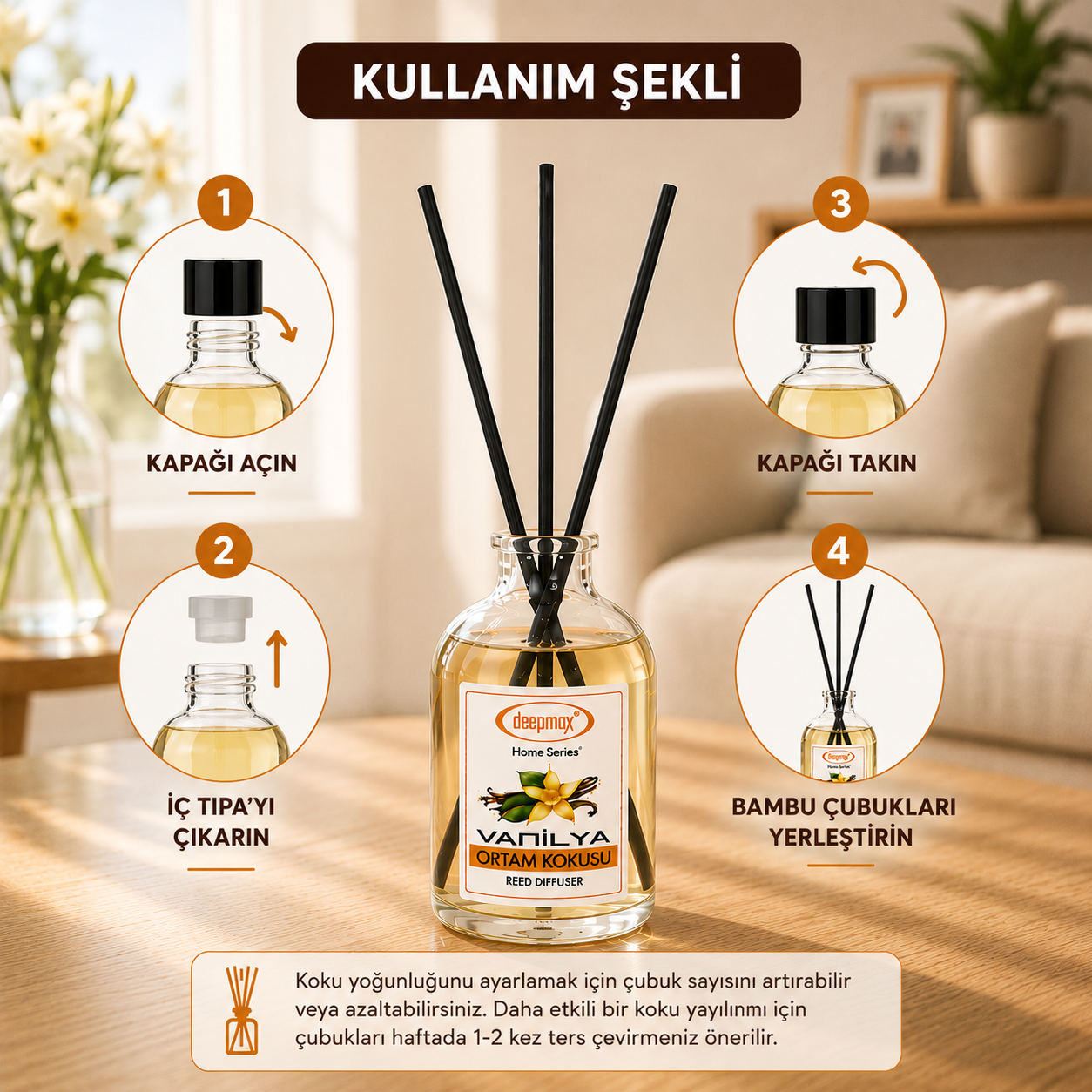 Deepmax Home Series Vanilya Bambu Çubuklu Ortam Kokusu - 100 ML