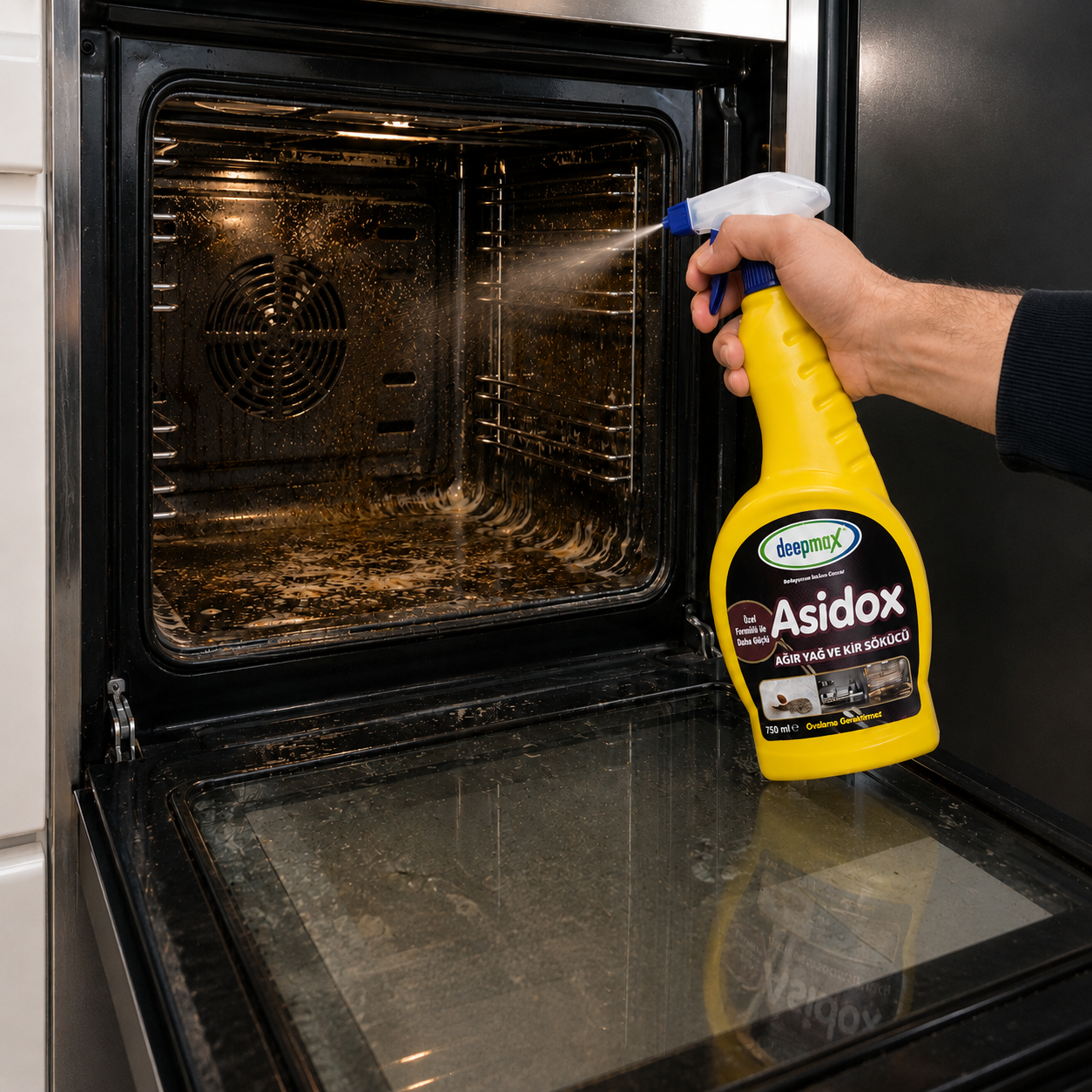 Deepmax Asidox Ağır Yağ ve Kir Sökücü 750 ML – Güçlü Özel Formülü ile Zorlu, Kurumuş ve İnatçı Yağlara Karşı Etkili Temizlik – Çok Amaçlı Kullanım