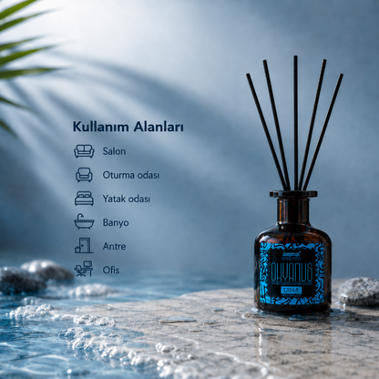 Deepmax Home Series Okyanus Bambu Çubuklu Ortam Kokusu 120 ML – Ferah ve Kalıcı Okyanus Esintisi – Bambu Çubuklu Reed Diffuser – Salon, Yatak Odası, Banyo, Ofis ve Yaşam Alanları İçin Dekoratif Ortam Kokusu
