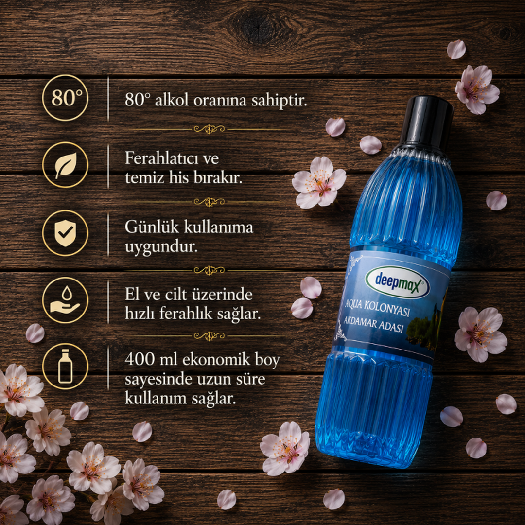 Deepmax Aqua Kolonyası Akdamar Adası 80° 400 ml – Ferah ve Canlandırıcı Koku